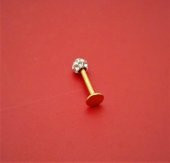 GOLD 316L CERRAHİ ÇELİK ŞAMBALA HAMUR BEYAZ TAŞ DUDAK,TRAGUS,KIKIRDAK,KULAK 8 MM PİERCİNG-0VP132 - 3