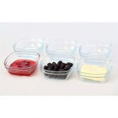 Paşabahçe kare sütlaç pudding kasesi - cam sunum kase 6 lı 53662 - 1