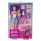 Barbie Bebek Bakıcılığı Oyun Seti - Uyku Temalı - Açık Tenli Bebek HJY33 - 1