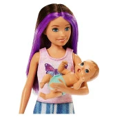 Barbie Bebek Bakıcılığı Oyun Seti - Uyku Temalı - Açık Tenli Bebek HJY33 - 3