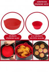 Silicolife Airfryer Silikon Pişirme Kabı ve 6’lı Kek Muffin Kalıbı Set- Hava Fritözleriyle Uyumlu - 1