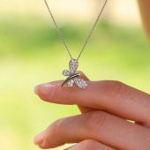 Pırlantalı Beyaz Kelebek Altın Kolye thumbnail 1