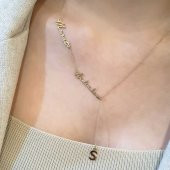 14 Ayar Altın İki İsimli Harfli Kolye thumbnail 3