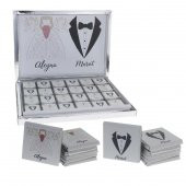 72 Adet Gelinlik Damatlık İsim Etiketli Madlen Söz Nişan Çikolatası - 1