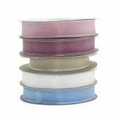 2,5cm x 45metre Kenarı Dikişli Organze Kumaş Kurdela - 1