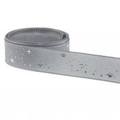 2,5cm x 5metre Parlak Yıldızlı Kumaş Kurdela - 1