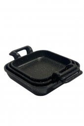 Eda 3 lü granit kare döküm sahan tava seti takımı - 18-20-22 cm - 3