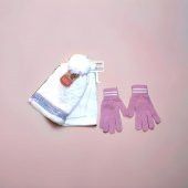 Kız Çocuk Triko Kitti Atkı Garson boy 9-15 yaş Bere Eldiven Takımı KREM - 1