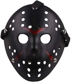 Siyah Renk Kırmızı Çizgili Tam Yüz Hokey Jason Maskesi Hannibal Maskesi - 1