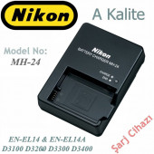 Nikon Mh-24 şarj Cihazı D5100 D5200 D3400 D3300 D3200 D3100 P7000 P7100 EN-EL14 Batarya Uyumlu Şarj Aleti - 1