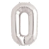 Parti Aksesuar 0 Rakam Folyo Balon Gümüş  40 inç - 1
