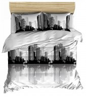 Maki 100 Pamuklu City Çift Kişilik Nevresim ve Yastık Kılıfı Seti - 200x220 + 2(50x70) - 1