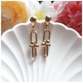 Gold Renk Kadın Tfny Zincir Küpe - 1