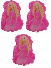 Barbie Pembe 3 Adet Büyük Boy 40cmx53cm Folyo Balon Helyum No8 - 1