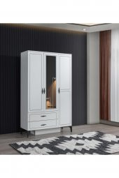 Erezoğulları Mobilya Çizgi 3 Kapılı 2 Çekmeceli Gardırop Elbise Dolabı 120x47x200 - 1