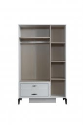 Erezoğulları Mobilya Çizgi 3 Kapılı 2 Çekmeceli Gardırop Elbise Dolabı 120x47x200 - 2
