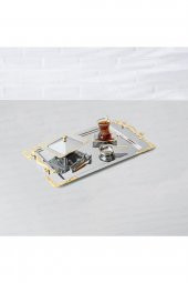 Nehir lalezar altın paslanmaz çelik tepsi çay tepsisi - servis tepsisi thumbnail 2