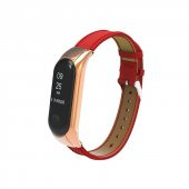 Xiaomi Mi Band 4 Band 3 Metal Çerçeveli Deri Kordon Kayış - 2