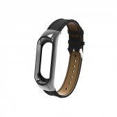 Xiaomi Mi Band 4 Band 3 Metal Çerçeveli Deri Kordon Kayış - 5