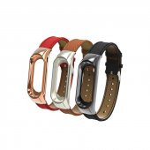 Xiaomi Mi Band 4 Band 3 Metal Çerçeveli Deri Kordon Kayış - 1