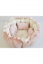Açık Pudra Krem Yuvarlak Babynest Uyku ve Oyun Minderi - 1