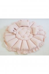 Açık Pudra Krem Yuvarlak Babynest Uyku ve Oyun Minderi - 2
