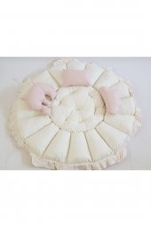 Açık Pudra Krem Yuvarlak Babynest Uyku ve Oyun Minderi - 4