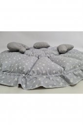 Küçük Gri Yıldız Gri Yuvarlak Babynest Uyku Ve Oyun Minderi - 1
