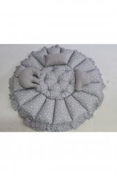 Küçük Gri Yıldız Gri Yuvarlak Babynest Uyku Ve Oyun Minderi - 3