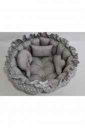 Küçük Gri Yıldız Gri Yuvarlak Babynest Uyku Ve Oyun Minderi - 4