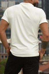 Erkek Fermuarlı Full Likralı Polo Yaka Reguler Fit T-shirt - 2