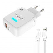 HEPU HP618T QC3.0 18W Seyahat Şarj Aleti USB-Type-C Kablo Set - 9