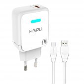 HEPU HP618T QC3.0 18W Seyahat Şarj Aleti USB-Type-C Kablo Set - 11