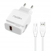 HEPU HP617M 2.1A Seyahat Şarj Aleti USB-Micro USB Kablo Set - 9