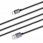 Philips 2023DR3A 3A 60W UsbA to Type-C Deri Kaplama Hızlı Şarj ve Data Kablosu Siyah thumbnail 3