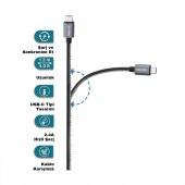 Philips 2023DR3A 3A 60W UsbA to Type-C Deri Kaplama Hızlı Şarj ve Data Kablosu Siyah thumbnail 4