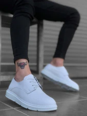 BA0003 Bağcıklı Klasik Beyaz Kalın Taban Casual Erkek Ayakkabı thumbnail 3