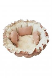 Babynest-uyku Ve Oyun Minderi Pamuk Kumaş kahve krem - 1