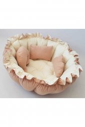 Babynest-uyku Ve Oyun Minderi Pamuk Kumaş kahve krem - 4
