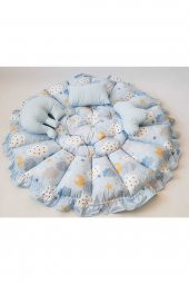Babynest-uyku Ve Oyun Minderi Pamuk Kumaş mavi bulut - 1