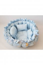 Babynest-uyku Ve Oyun Minderi Pamuk Kumaş mavi bulut - 2