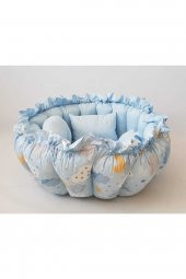 Babynest-uyku Ve Oyun Minderi Pamuk Kumaş mavi bulut - 3