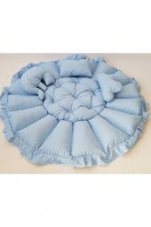 Babynest-uyku Ve Oyun Minderi Pamuk Kumaş mavi bulut - 4