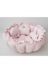 Babynest-uyku Ve Oyun Minderi Pamuk Kumaş pembe toz - 2
