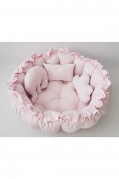 Babynest-uyku Ve Oyun Minderi Pamuk Kumaş pembe toz - 3