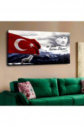 120X60 KANVAS TÜRK BAYRAĞI VE ATATÜRK TABLOSU - 1