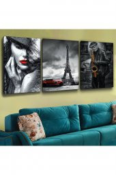 3LÜ KANVAS 35 X 50 CM  EİFFEL PARİS TABLOSU - 1