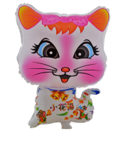 Beyaz Kedi Büyük Boy 41cmx54cm Folyo Balon Helyum No17 - 1
