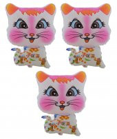 Beyaz Kedi 3 Adet Büyük Boy 41cmx54cm Folyo Balon Helyum No17 - 1