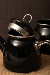 MaxxHome Emaye Çaydanlık Takımı Aile Boy - Siyah - 2